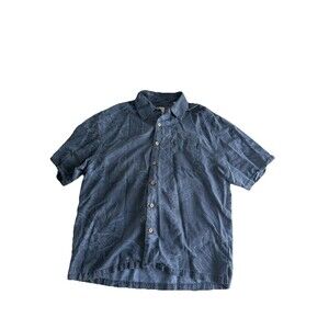Jamaica Jaxx Shirt Men Size Large Silk Short Sleeve Blue Print Washable